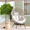 Costway Oversized Egg Style Chair with Cushions & Headrest Heavy-Duty Metal Frame for Yard Off White/Grey/Black